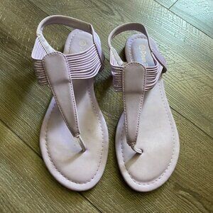 PALE Lavender PURPLE Sandals FLIP FLOPS ~ stretchy straps (no buckles) ~ 7-1/2